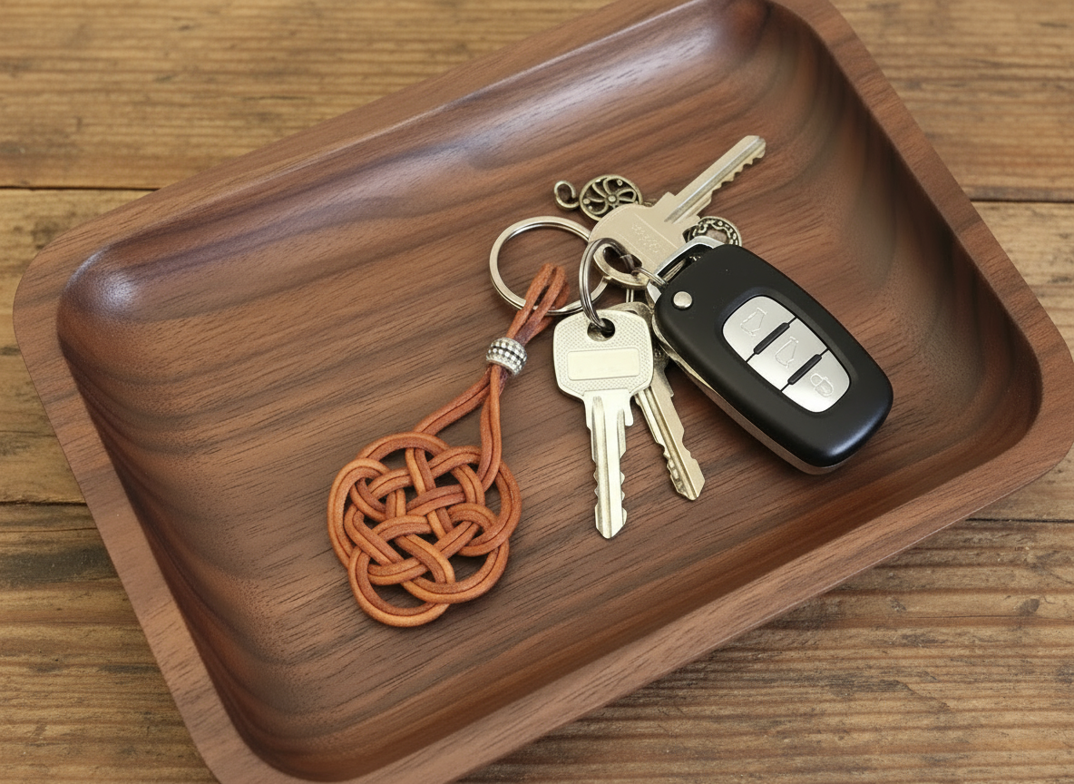 llavero de cuero con nudo celta del amor eterno