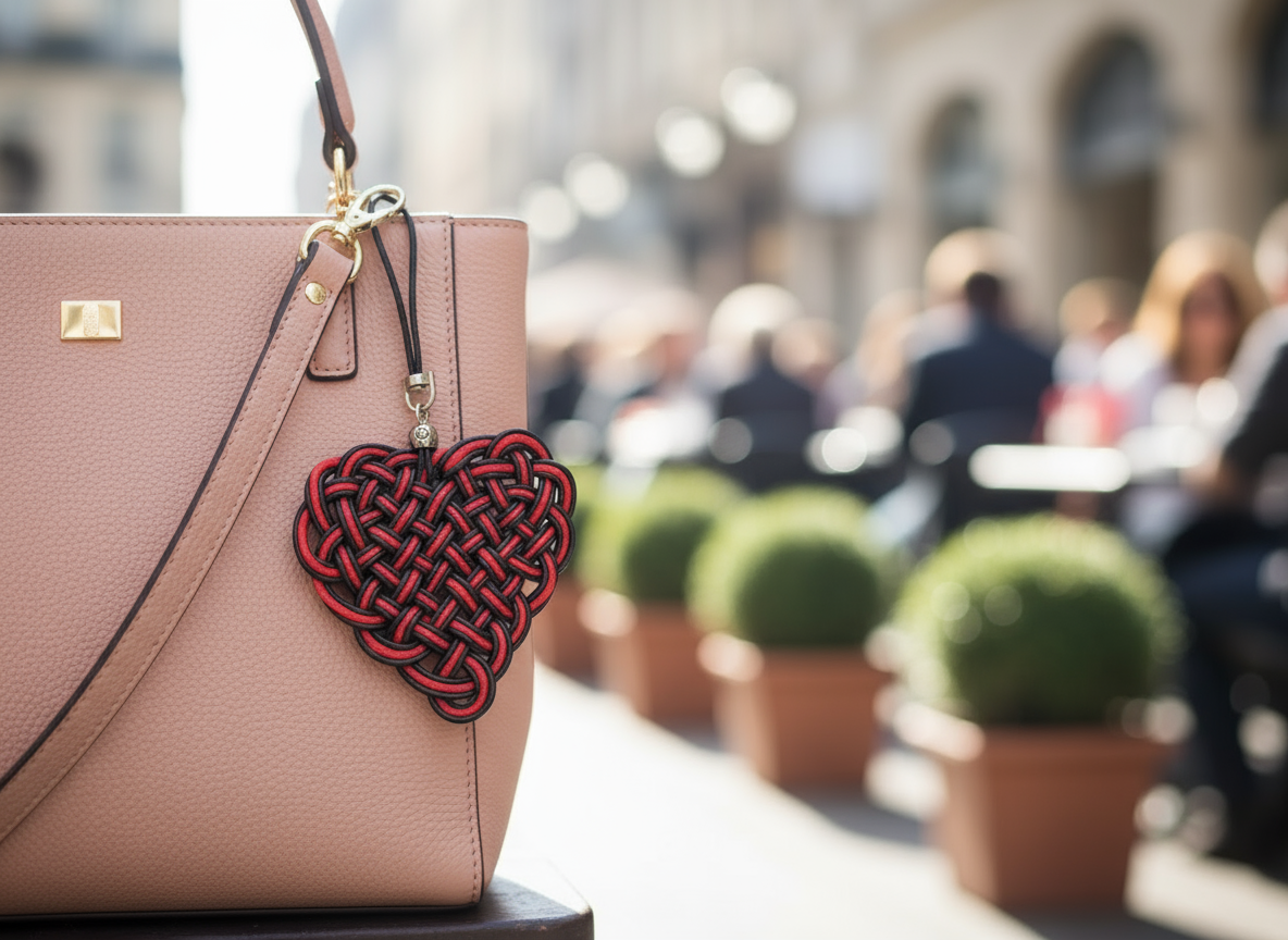 charm para bolso con forma de corazón