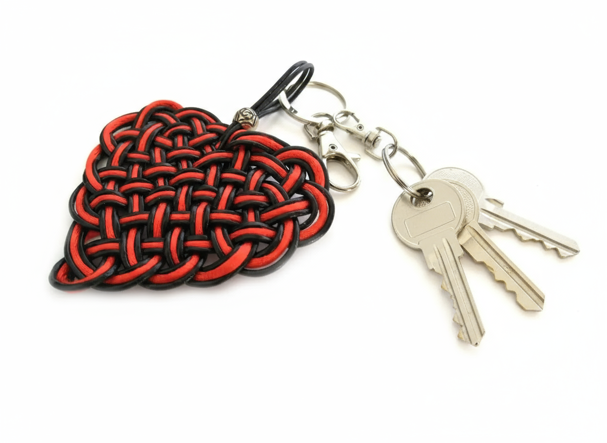 Porte-clés cœur en cuir tressé et pendentif de sac en cuir