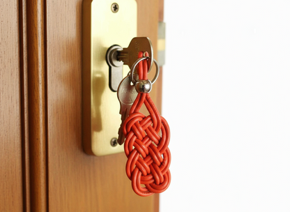 Llavero de cuero rojo trenzado  para hombre o mujer