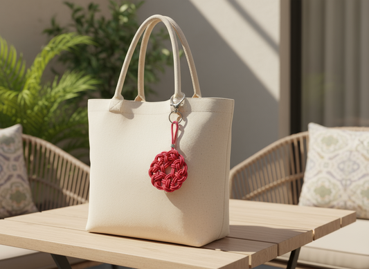 Porte-clés symbole celtique à cliquet en cuir et acier