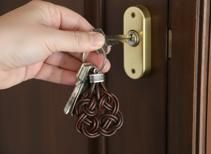 llavero de cuero con nudo de la paternidad 