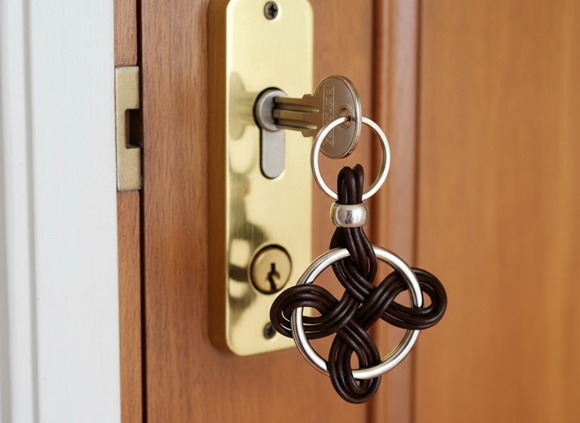 Llavero con el nudo de las brujas, talismán protector