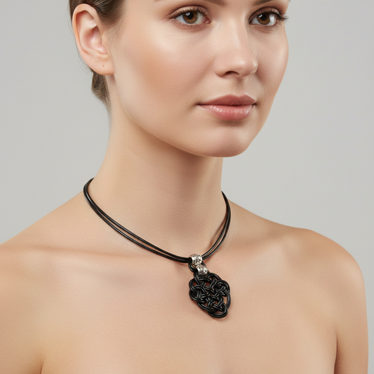 Collier femme en cuir avec pendentif symbole celtique