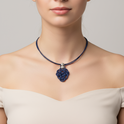 Collier femme en cuir avec pendentif symbole celtique