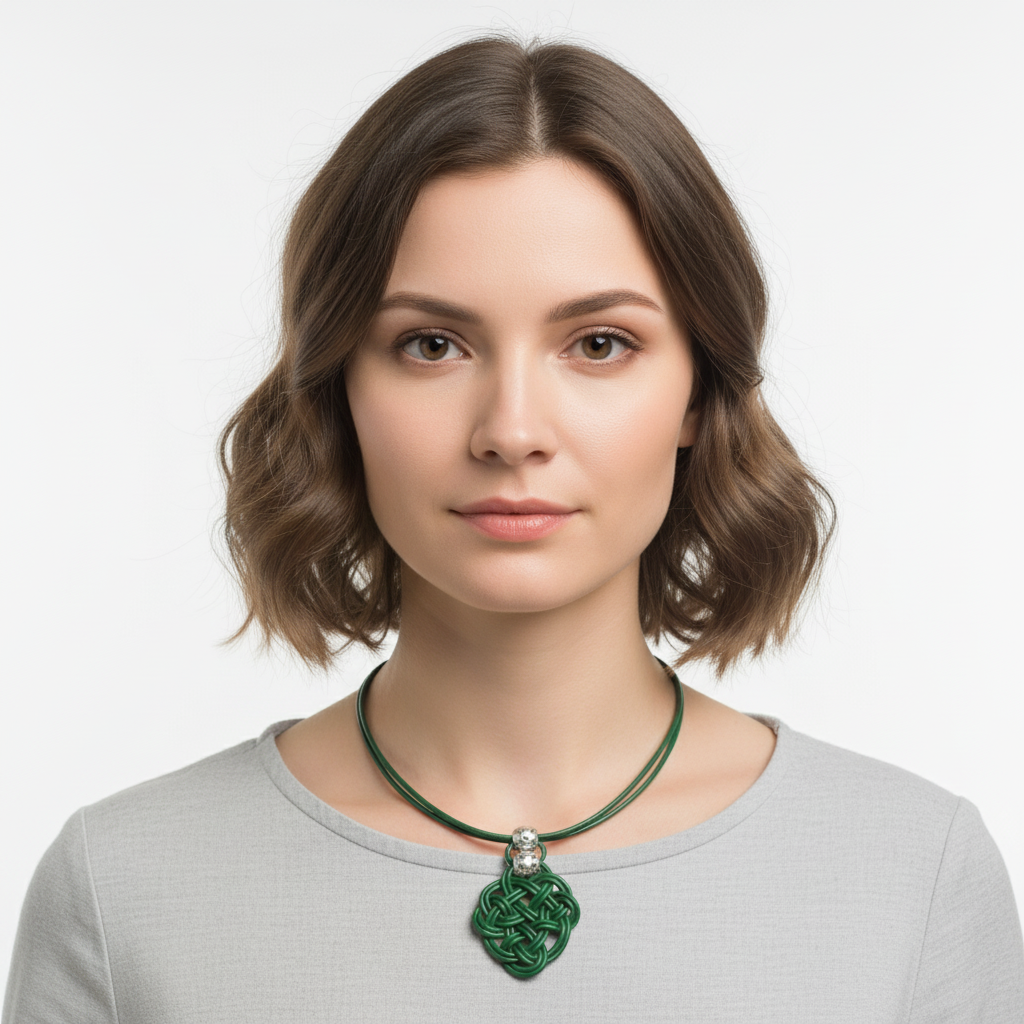 Collier femme en cuir avec pendentif symbole celtique