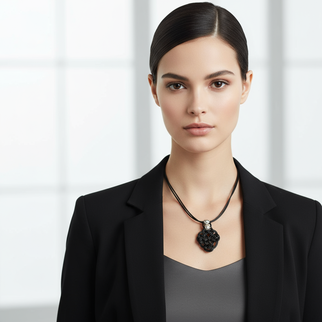 Collier femme en cuir avec pendentif symbole celtique