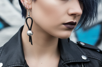 Long leather and silver earrings for personalized boho and hippie style