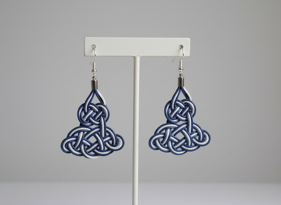 pendientes con nudo marinero en azul y blanco