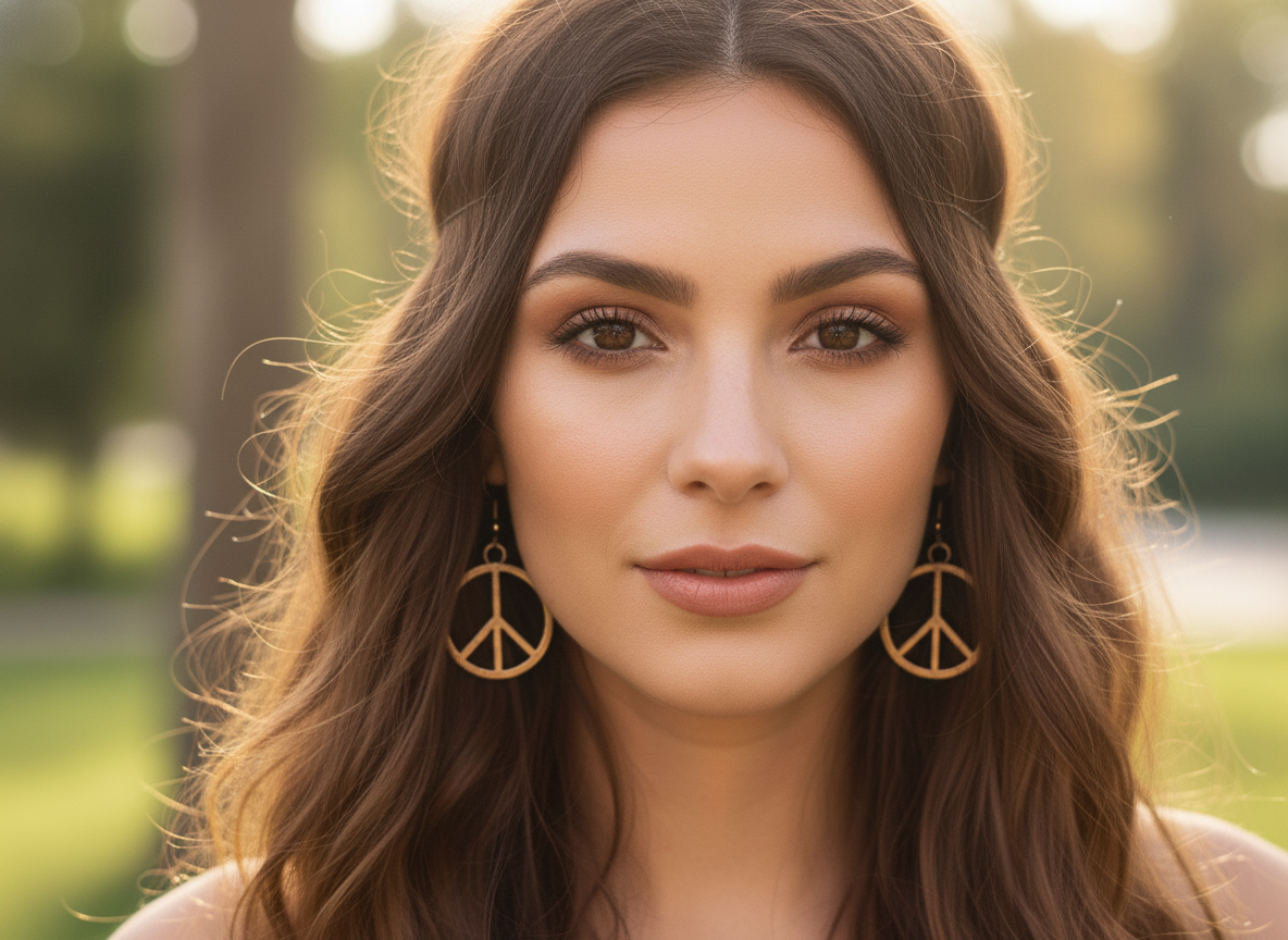 Pendientes con diseño del icónico símbolo de la paz, representando armonía y tranquilidad