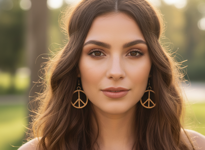 Pendientes con diseño del icónico símbolo de la paz, representando armonía y tranquilidad