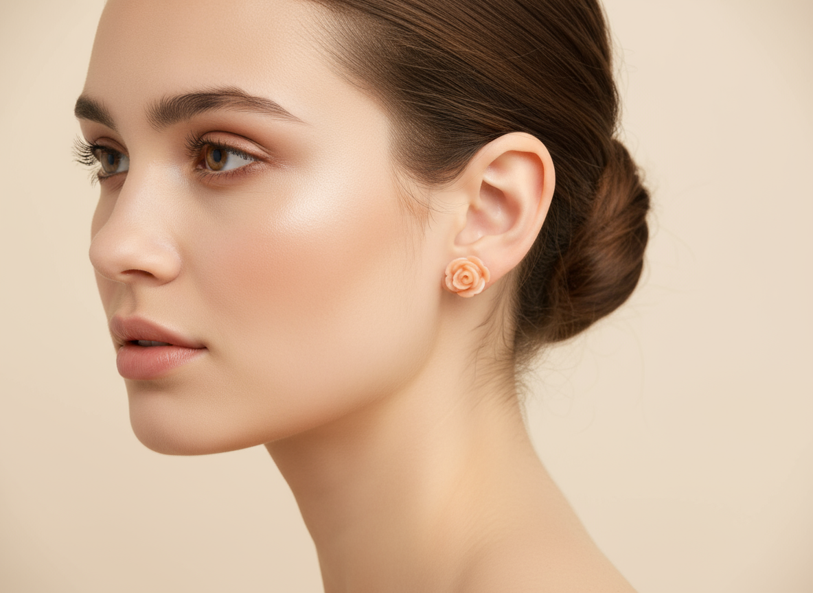 Pendientes de botón con forma de rosas