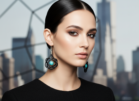 Pendientes con nudos de cuero y turquesa