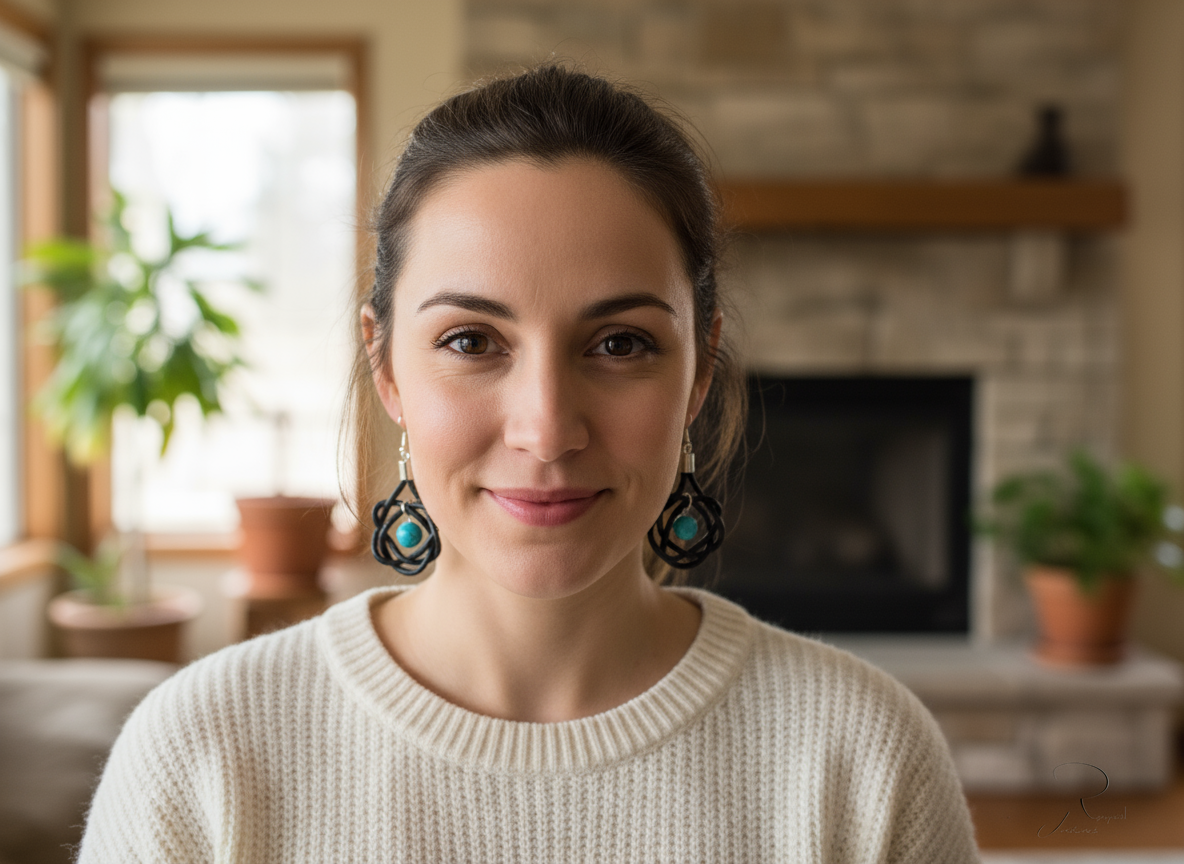 Pendientes con nudos de cuero y turquesa