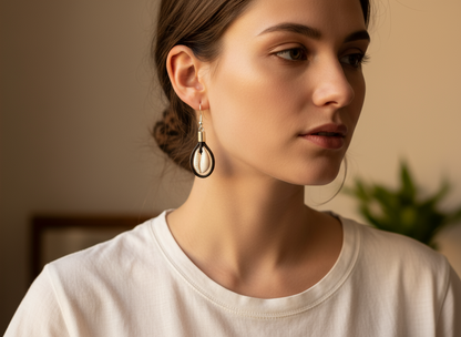 Boucles d'oreilles en cuir style bobo avec coquillages