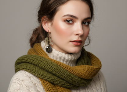 Boucle d'oreille en cristal et bronze avec coeur style bohème.