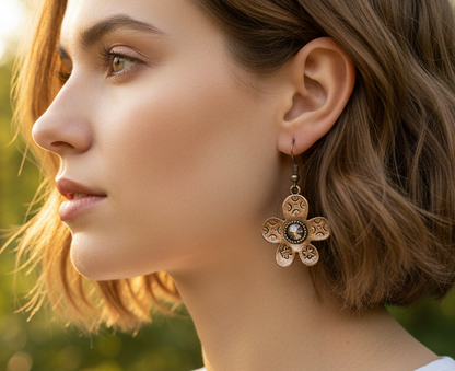 Hippie earrings with boho style daisies