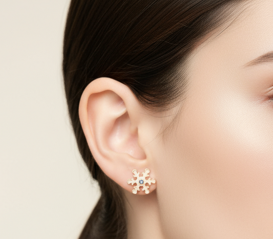 Pendientes botón con copo de nieve