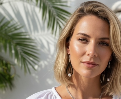 pendientes cuero y perla

