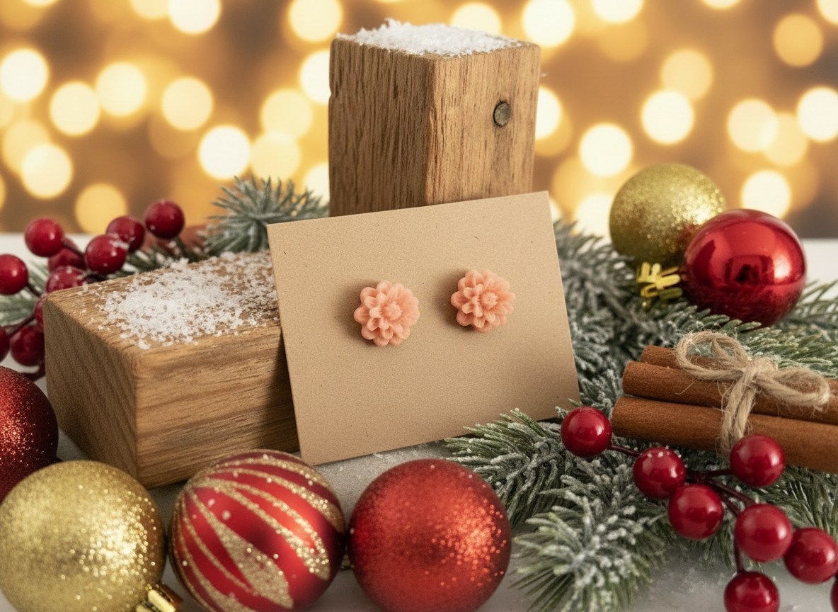 Pendientes de botón con forma de flores, pequeñas y delicadas dalias