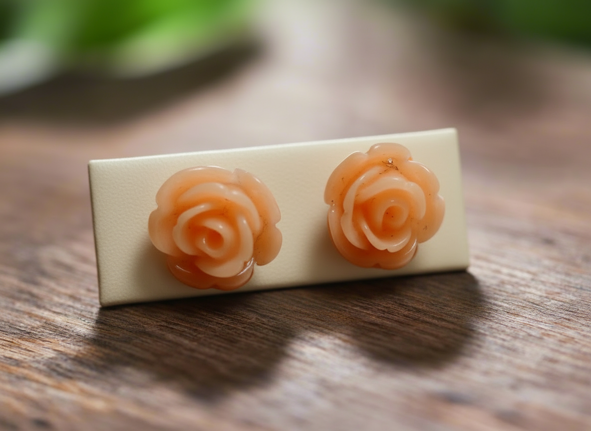 pendientes de botón con forma de delicadas rosas