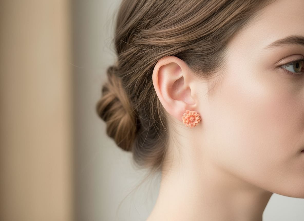 Boucles d'oreilles boutons en forme de fleurs, roses ou dahlias