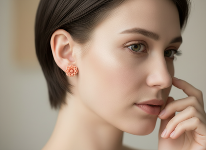 Boucles d'oreilles boutons en forme de fleurs, roses ou dahlias