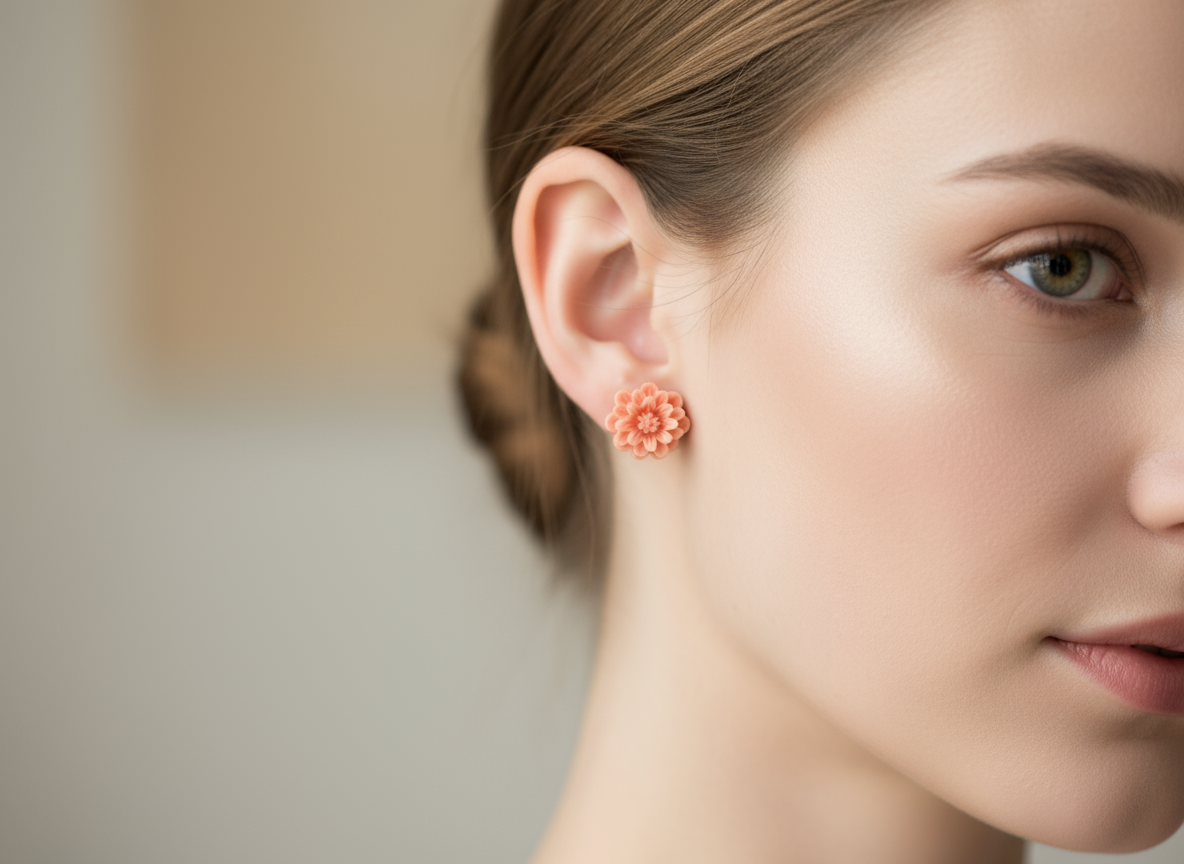 Boucles d'oreilles boutons en forme de fleurs, roses ou dahlias