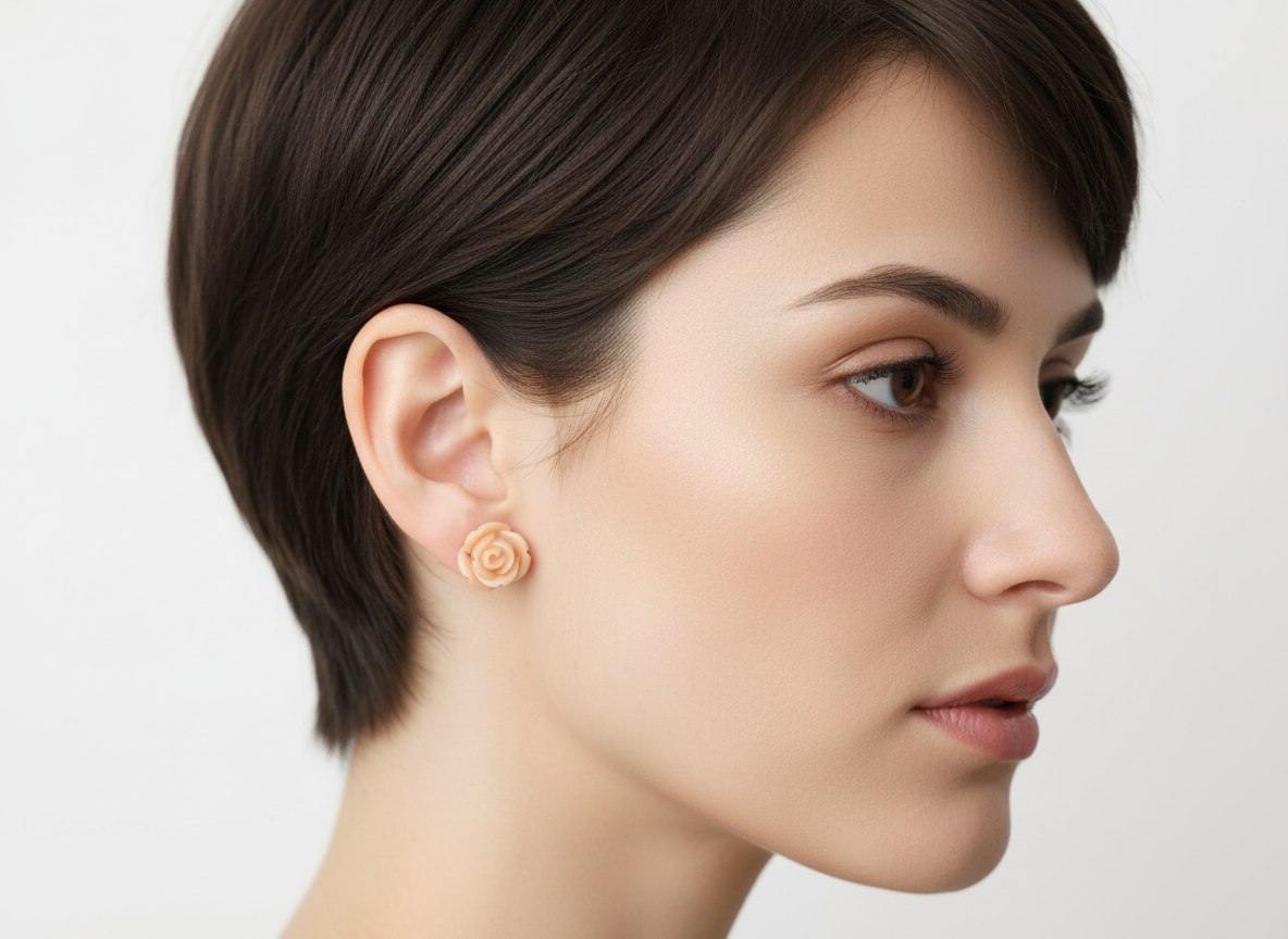 pendientes de botón con forma de delicadas rosas