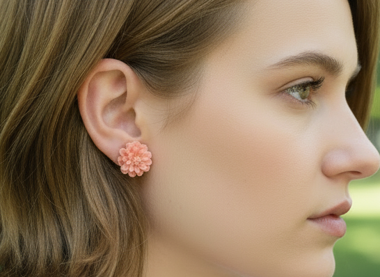 Boucles d'oreilles boutons en forme de fleurs, roses ou dahlias
