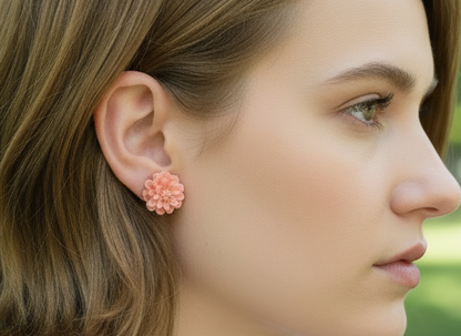 Boucles d'oreilles boutons en forme de fleurs, roses ou dahlias