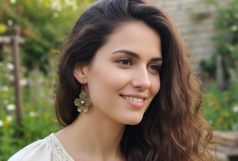 Hippie earrings with boho style daisies