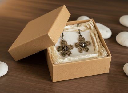 Hippie earrings with boho style daisies