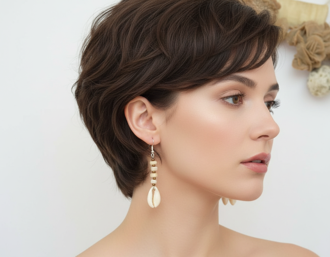 pendientes nacar y caracolas marinas