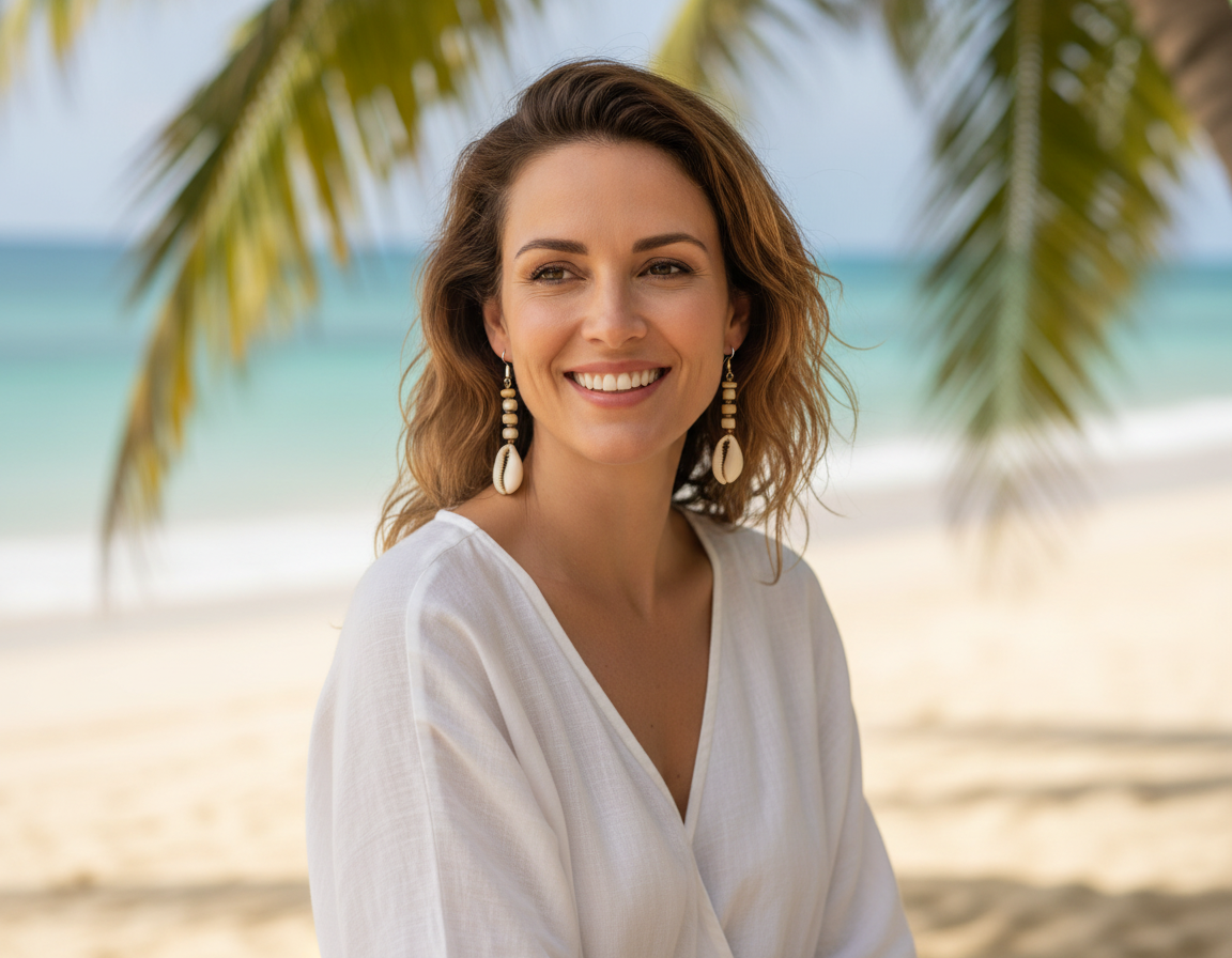 pendientes nacar y caracolas marinas