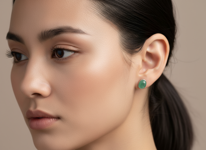 Boucles d'oreilles clous jade vert naturel