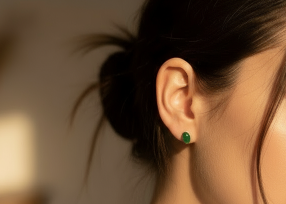 pendientes de botón de jade verde