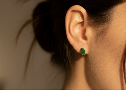 pendientes de botón de jade verde