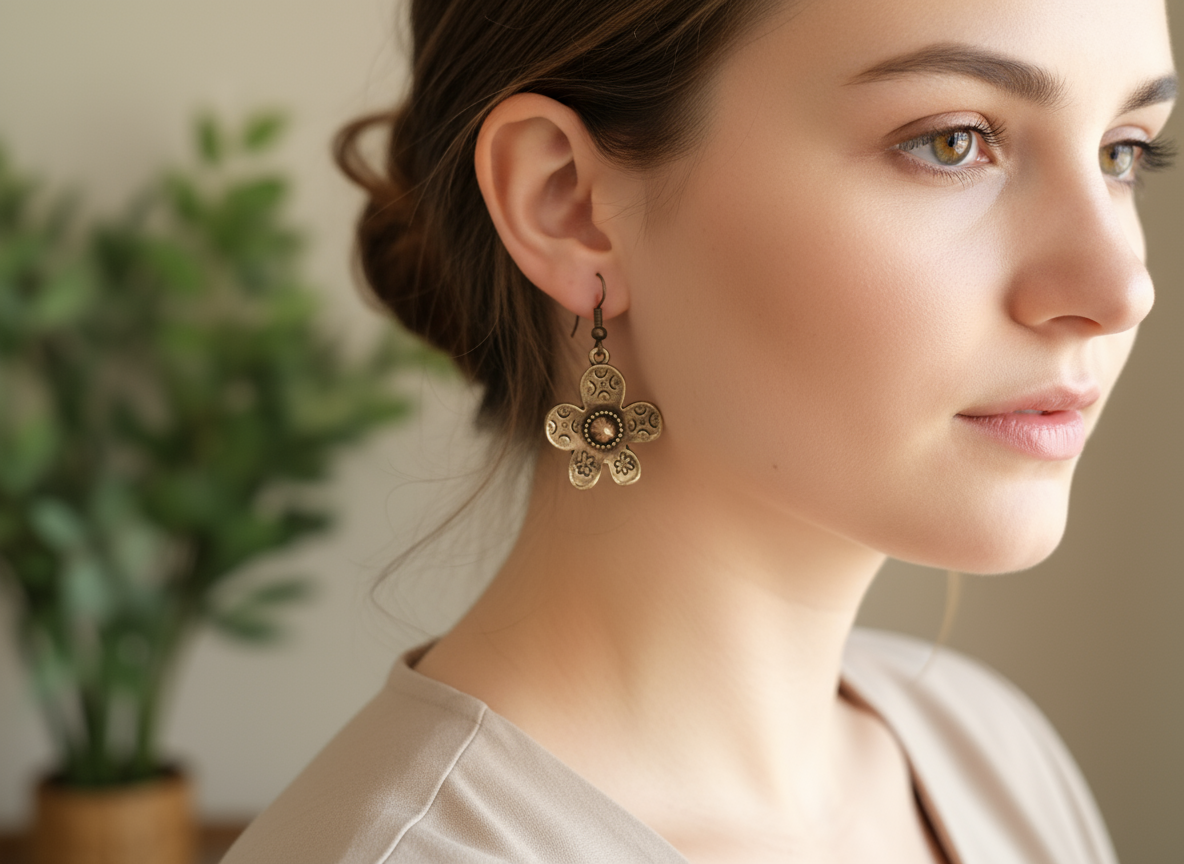 Hippie earrings with boho style daisies