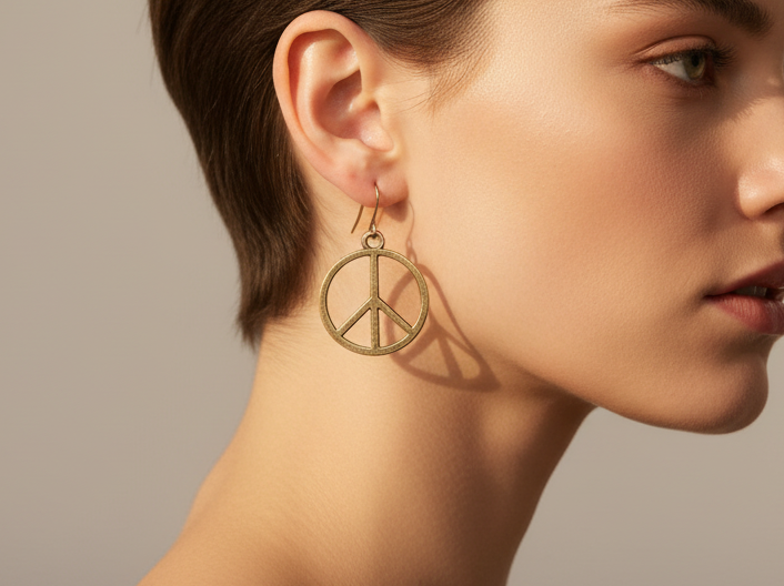 Pendientes con diseño del icónico símbolo de la paz, representando armonía y tranquilidad