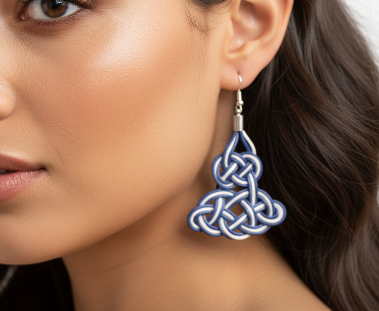 
pendientes macrame rojo y negro