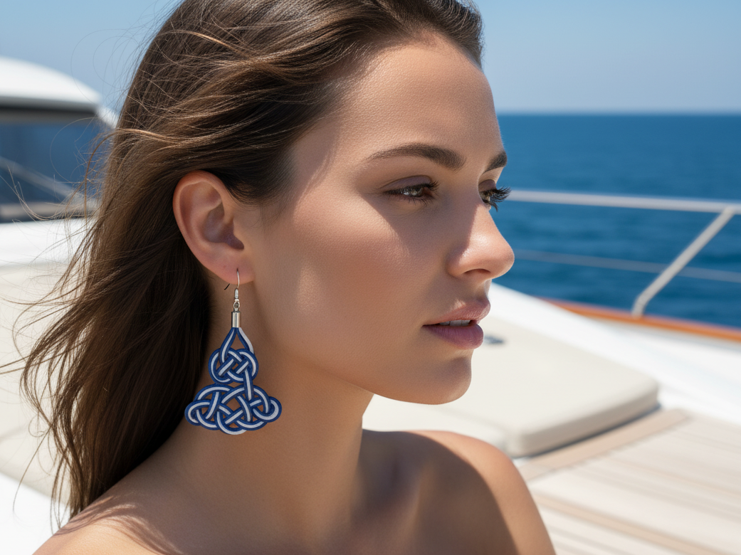 pendientes macrame rojo y negro