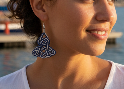 pendientes macrame rojo y negro