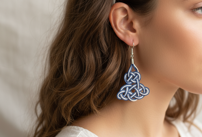 pendientes macrame rojo y negro