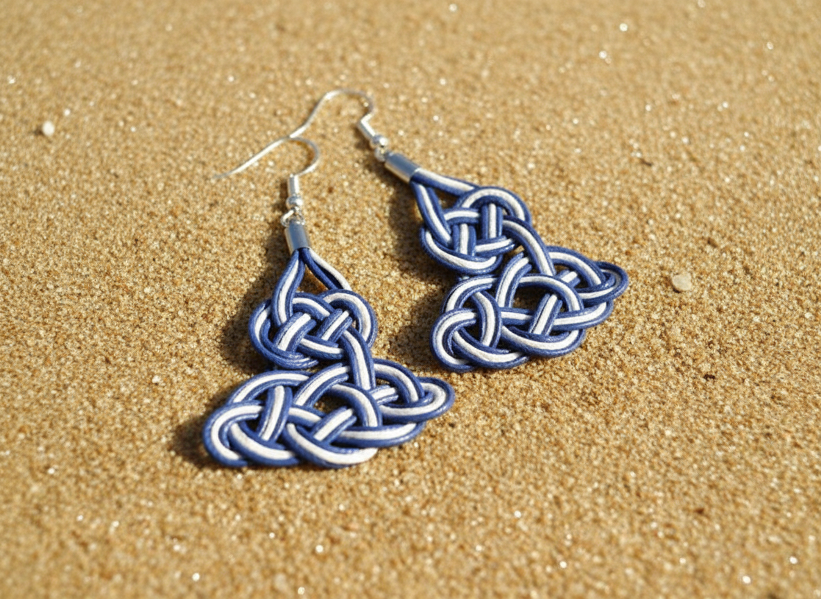 pendientes macrame rojo y negro