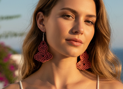 pendientes con nudo marinero en azul y blanco