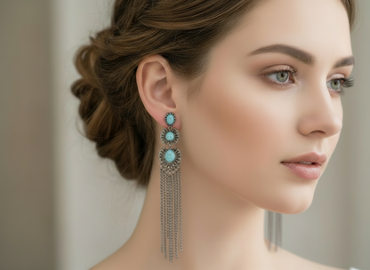 Pendientes boho con turquesa