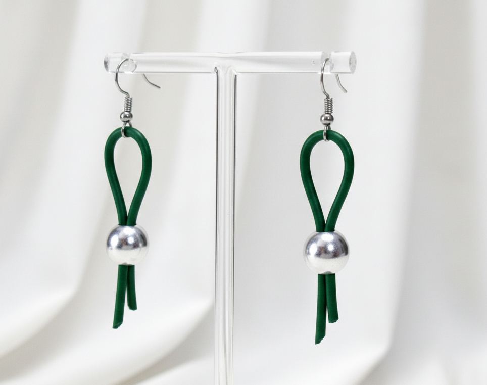 Long leather and silver earrings for personalized boho and hippie style