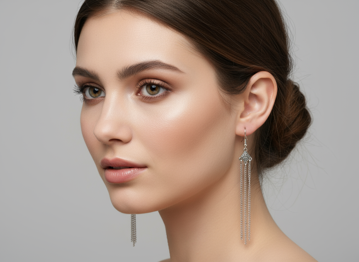 Long silver earrings Celtic style