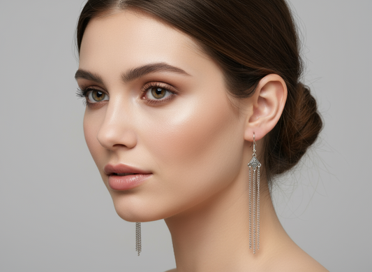 Pendientes largos de plata estilo celta